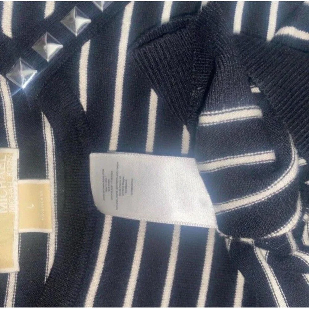 Michael‎ Kors Black Tunic Stripe Knit Studded Dress Size L